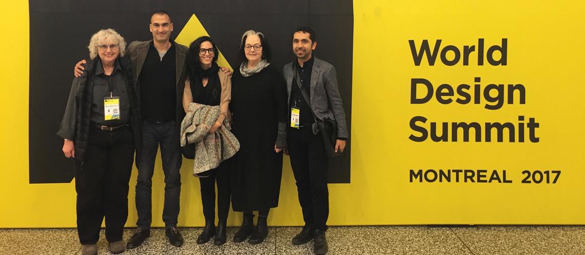 EVDS was the best represented Canadian school at the World Design Summit with presentations from faculty including, from left: Mary-Ellen Tyler, Francisco Alaniz Uribe, Enrica Dall’Ara, Beverly Sandalack, and Tawab Hlimi. Faculty of Environmental Design photo