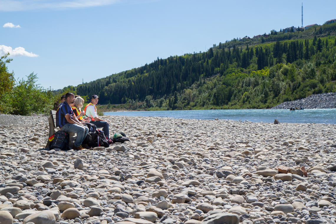University of Calgary students from the Department of Geoscience study the geological effect of the Alberta floods at the 2013 geophysics field school. The data collected helps researchers understand the history of flooding in Calgary and changes in the Bow River over time.