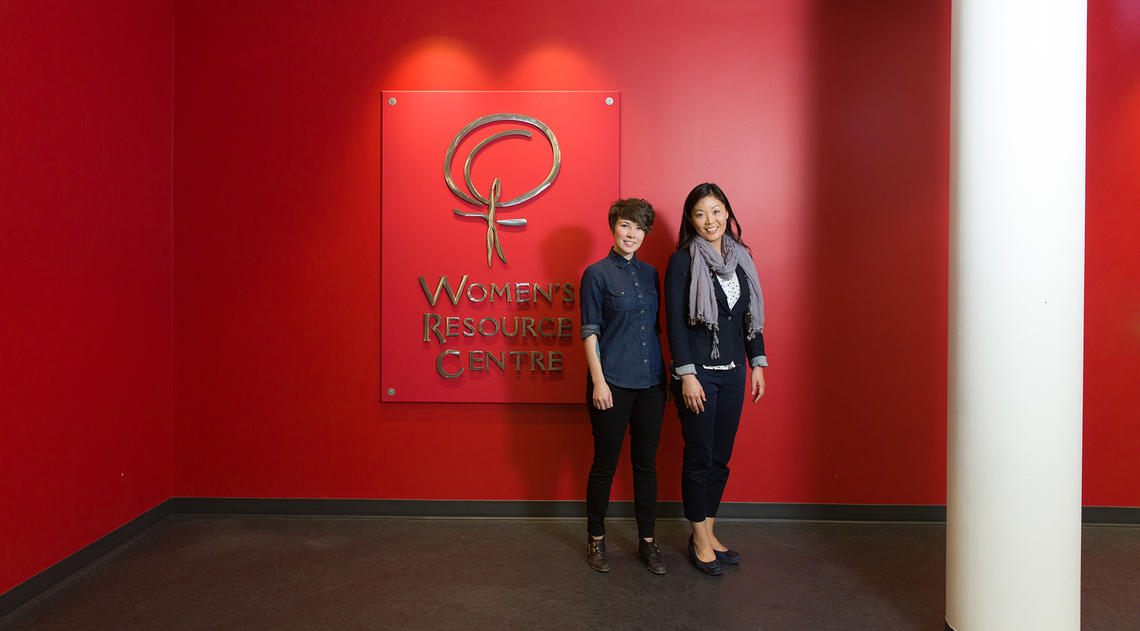 From left: Emily Leedham, co-founder and past-president of the Consent Awareness and Sexual Education Club, and Nanako Furuyama, co-ordinator at the Women's Resource Centre, are working on the new sexual assault prevention project. Photo by Riley Brandt, University of Calgary