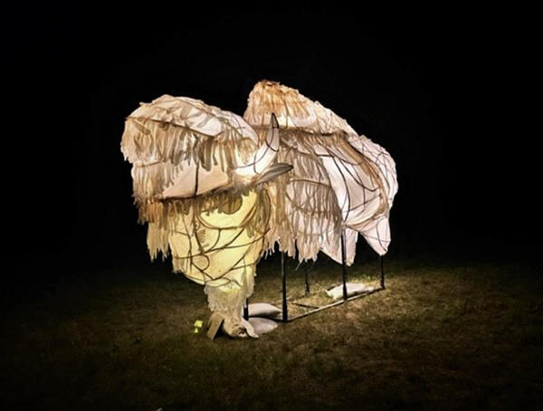 Large bison lantern puppet at the Barrier Lake Field Station