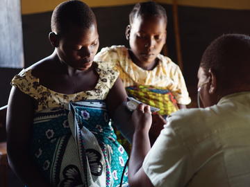 Expecting mothers get their blood pressure checked at a health dispensary in Misungwi, Tanzania.