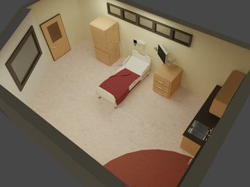 Final 3D model view of room in Blender