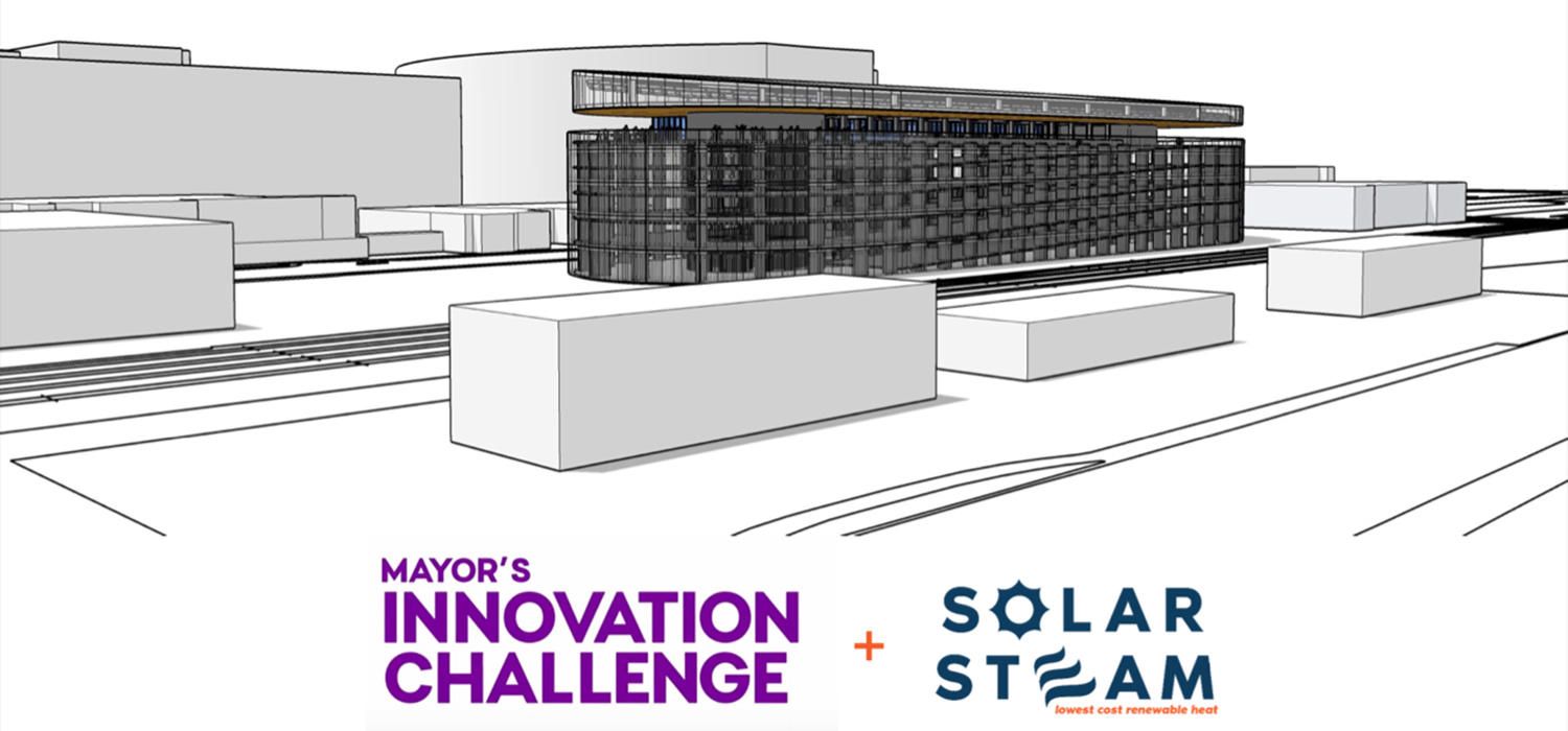 The proposed rooftop installation of the SolarSteam that would be built on the newly constructed Platform Innovation Centre in downtown Calgary. 