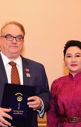 David Wright receives Mongolia's Medal of Friendship