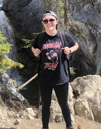 Hiking at Lake Louise is a way to relax for linguistics major Brooklyn Sheppard.