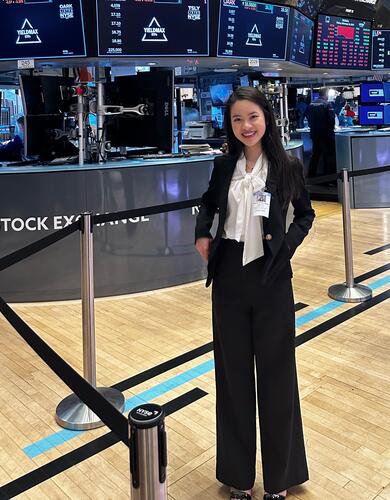Hannah Nguyen at the New York Stock Exchange as a part of Finance Days of Discovery