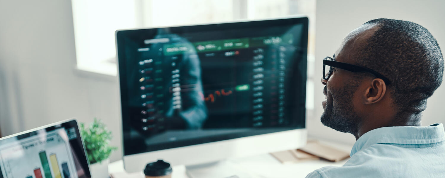 Man using computer desktop