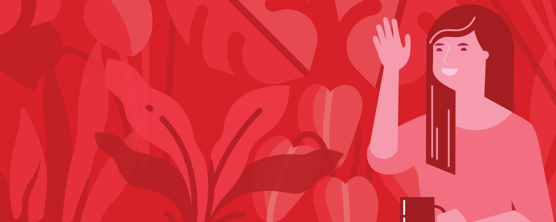 Illustration of girl waving hello to welcome you