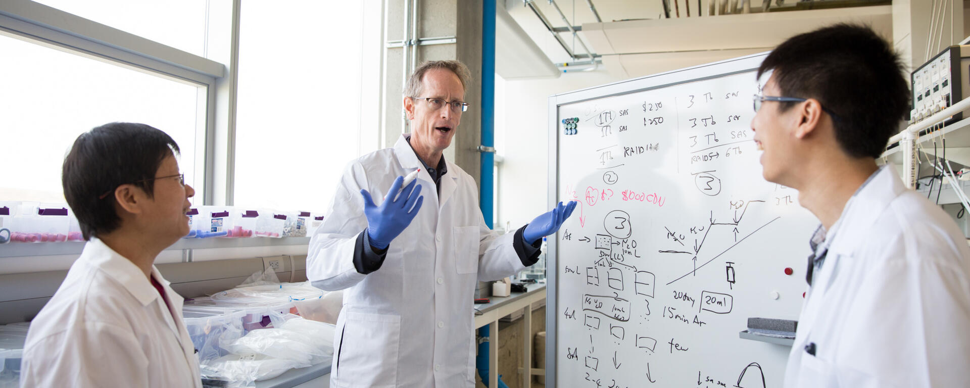 Supervisor working with two students