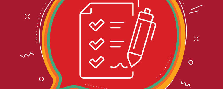 White clipboard on red background