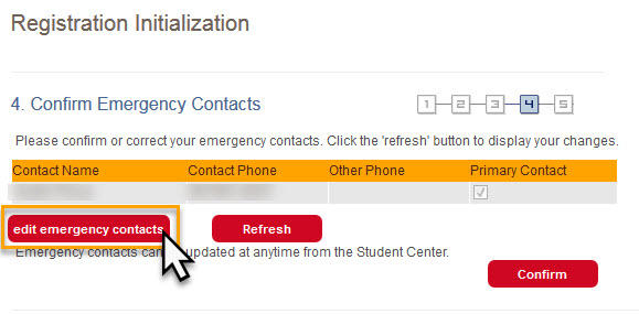 If the emergency contact listed is correct, click the Confirm button to proceed to the next step