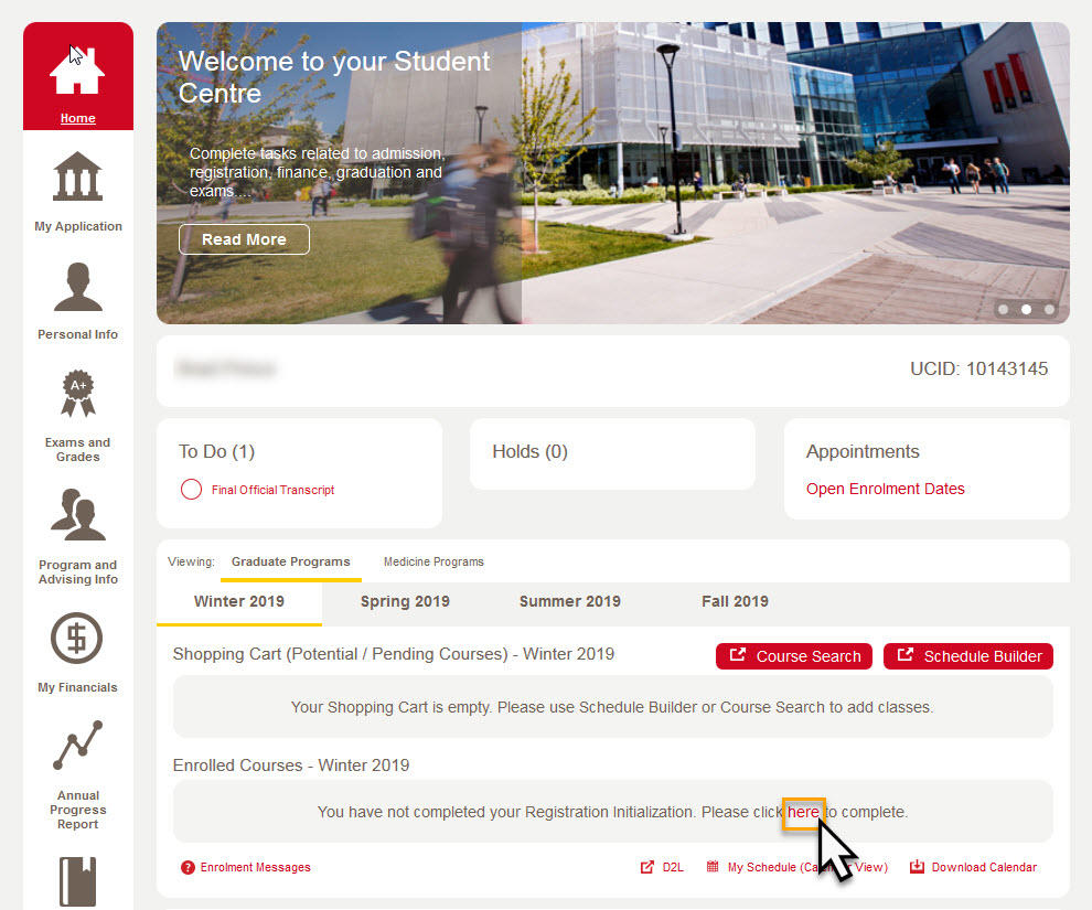 Click link under enrolled courses at the bottom of the home screen