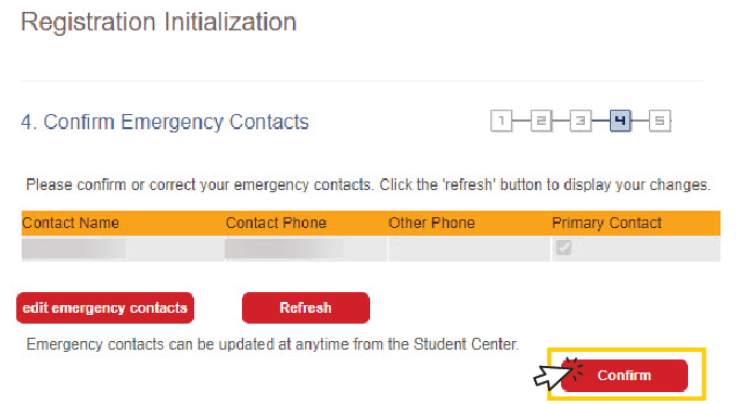 Screenshot of confirm emergency contact screen