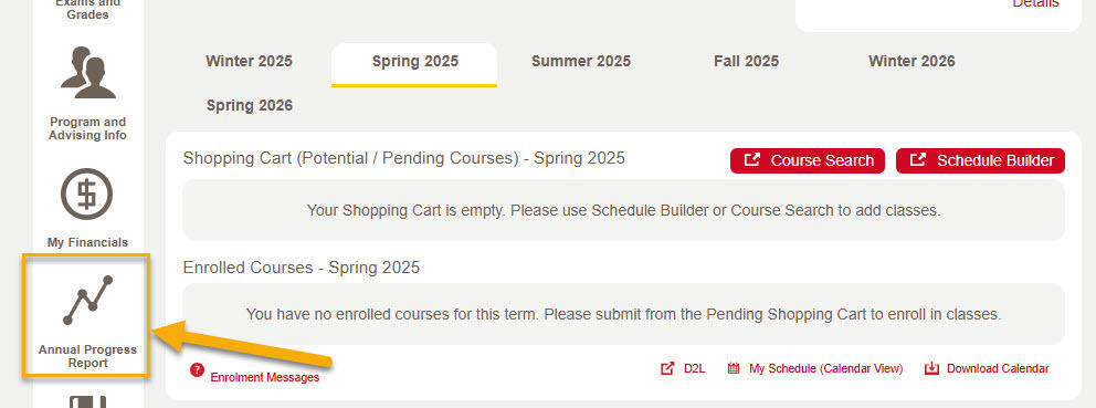 Select "Annual Progress Report" APR Button