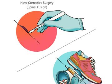 Graphic design of hand doing surgery