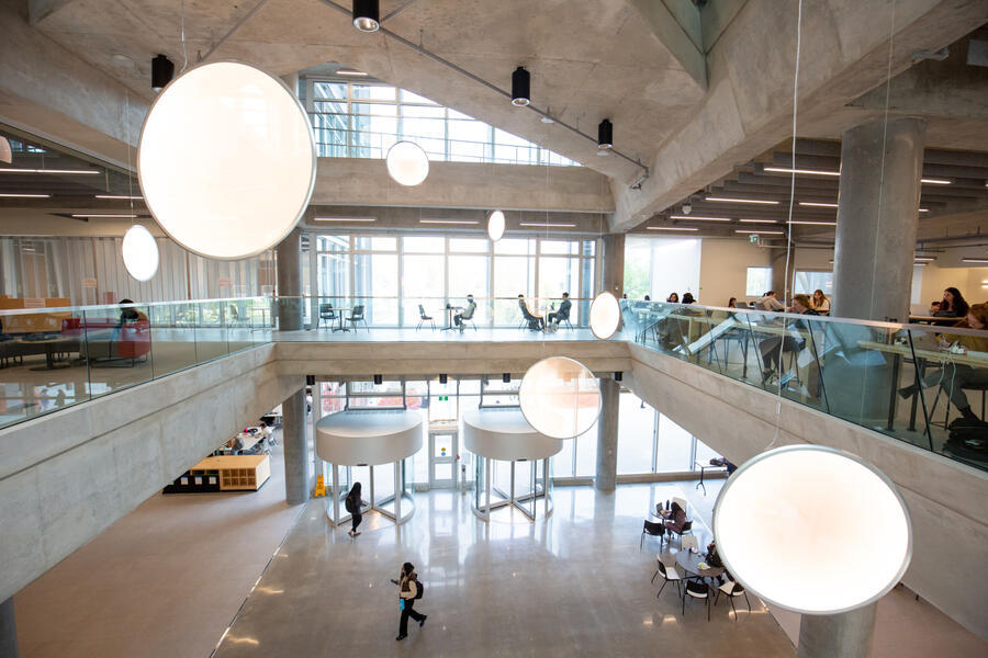 View of the interior of the new Hunter Student Commons