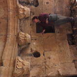 Marica Cassis looking at a Syriac church 