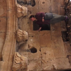 Marica Cassis looking at a Syriac church 