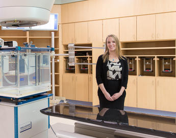 Student in radiation lab