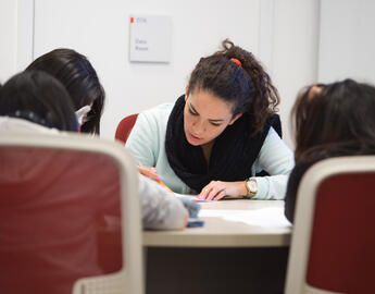 Female student writing an exam