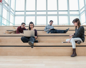 Group of students in the TI building on the UCalgary campus